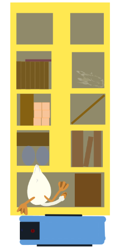 drawing:a goose is stuck